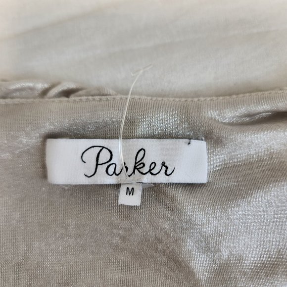 PARKER Silver Metallic Flattering Cocktail Mini Dress Size M NEW NO TAGS! - Picture 10 of 16